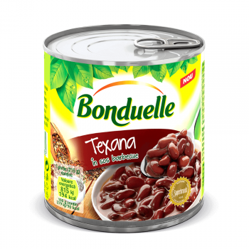 Fasole rosie boabe Bonduelle Texana in sos barbeque, Cutie,  430 g